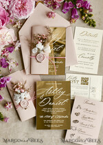 HOCHZEITS EINLADUNGEN Plexiglas Acrylspiegel Gold Spiegel Acryl Hochzeitseinladungen – Luxuriöse Plexiglas Hochzeitseinladung Suite mit Wachssiegel & QR RSVP23