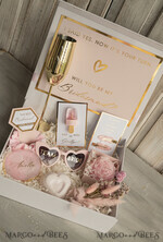 Brautjungfer/Trauzeuge Box Brautjungfern Vorschlagsbox Personalisierte Brautjungfern-Vorschlagsbox mit Robe, komplette Trauzeuginnen-Box, Blush Will You Be My Bridesmaid Box-Set14