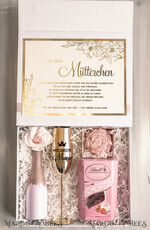 Geschenke zum Muttertag Geschenkset Entspannung Edles Muttertagsgeschenk: Geschenkbox mit Lindor Pralinen, glitzerndem Sekt, Rosenkerze & Champagnerglas – liebevolle Überraschung für Mama4