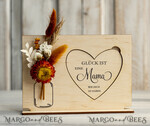 Geschenke zum Muttertag Grußkarten für Mama Geschenkidee zum Muttertag Holz-Statuette mit Widmung & Trockenblumen – Muttertagskarte mit Herz2