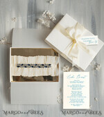 BRAUT Bolero, Kleider, Strumpfband Geschenkidee für die Braut Strumpfband Elegantes Strumpfband für die Braut – Geschenkbox mit „Etwas Blauem“ und Grußkarte5