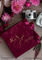 Hochzeitsfeier Einladungen JGA geschenk braut JGA Kartenbox aus Samt – personalisiert mit goldener Prägung, inkl. Gästekarten für die Braut3
