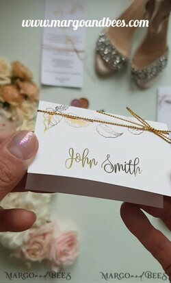 PLATZKARTEN / TISCHKARTEN  
 Luxus Premium Glitzer/ Gold/ Silber/ Roségold Elegante goldene Folien-Hochzeitsplatzkarten, weiße Hochzeits-Eskortkarten mit goldenem Schnur, romantische Platzkarten, Tischnamenskarten, moderne Hochzeitsdekoration2