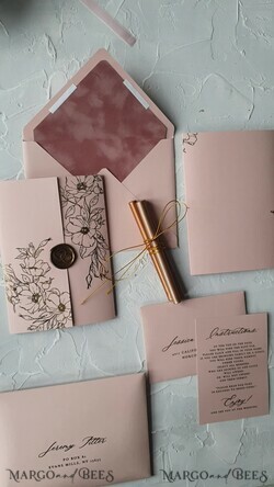 HOCHZEITS EINLADUNGEN Gold / Roségold / Silber / Glitzer Luxus Samt Hochzeitskarten, elegante Plexi Acryl Hochzeits Einladungen, glamouröse Blush Pink Hochzeitskarten, goldenes Glanz Hochzeits Einladungset.7