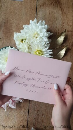 HOCHZEITS EINLADUNGEN Elegante Einladungen Klassische Karten Elegante Vintage-Hochzeitseinladungen, romantische blassrosa Hochzeitseinladungen, luxuriöse Ölgemälde-Hochzeitskarten, handgefertigte Vellum-Hochzeitseinladungssuite.11