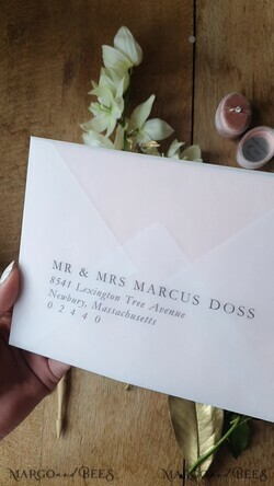 HOCHZEITS EINLADUNGEN Elegante Einladungen Klassische Karten Elegante Hochzeitseinladung in zartem Blush-Pink, Kunstvolle Hochzeitsstationery im Vintage-Landschaftsstil, Minimalistische Hochzeitseinladungen, maßgeschneiderte Stationery17
