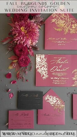 HOCHZEITS EINLADUNGEN Gold / Roségold / Silber / Glitzer Goldene Burgunder Hochzeitskarten, Glamour Glitzer Hochzeitsstationery, Elegantes schwarzes Hochzeitsinvitation-Set, Goldfolien Luxus arabische Hochzeitskarten16