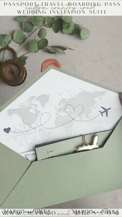 HOCHZEITS EINLADUNGEN Pass zur Liebe / Strandhochzeits-Einladungen Salbeigrüne Toskana Reisepass Hochzeits Einladung, Gold Griechenland Hochzeitskarten Boarding Pass, Reisepass Hochzeits Einladungen im Ausland, Grünpflanzen Destination Hochzeits Einladungen, Reisekarten Hochzeitsstationery11
