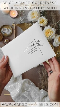 HOCHZEITS EINLADUNGEN Gold / Roségold / Silber / Glitzer Benutzerdefinierte Hochzeitseinladungen samt Velours-Cremetasche, elegante goldene Quaste Hochzeitseinladungen, goldene Hochzeitseinladung-Suite, Luxus-Hochzeitskarten6