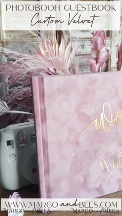 HOCHZEITS-GÄSTEBÜCHER Samtkissen Instax Gästebuch Luxuriöses Blush-Pink Instax-Velours-Hochzeitsgästebuch Gold, großes goldenes Sofort-Hochzeitsgästebuch, samtiges pinkes Polaroid-Velours-Gästebuch.12