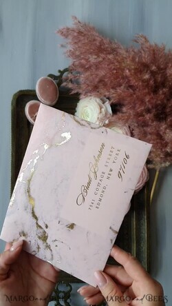 HOCHZEITS EINLADUNGEN Gold / Roségold / Silber / Glitzer Personalisierte Marmor-Hochzeitseinladungen, luxuriöses Goldfolie-Hochzeitseinladungsset, Blush Pink Marmor Glamour Hochzeitseinladung Suite, luxuriöse Hochzeitseinladungen Blush Pink Marmor10