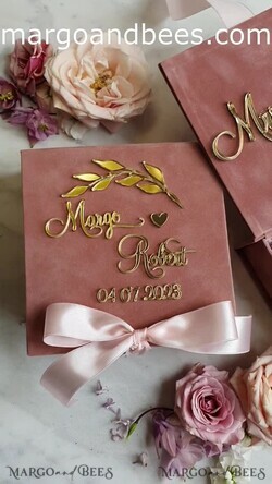 RINGTRÄGERBOXEN & KISSEN Samtkästchen für den Trauungszeremonie Rosa Goldene Samt Hochzeitsringbox für die Zeremonie, Ringbox für die Hochzeitszeremonie 3 Ringe Samt, Boho Glam Hochzeitsringboxen für ihn und sie, Luxuriöse Samt Ringbox doppelte individuelle Farben9