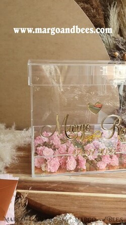 KARTONBOXEN  
 Acrylkartenbox Elegante klare Hochzeits-Wunschbrunnen-Acryl-Geldgeschenkkartenbox mit Regal für Blumen, personalisierte Hochzeitskartenbox, Acrylkartenbox, Hochzeitskartenbox mit Deckel, Hochzeitsgeldbox, Hochzeitskartenbox.12