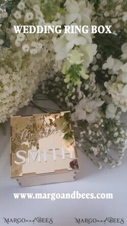 RINGTRÄGERBOXEN & KISSEN Klarer Gold-Acrylringbox Ringbox für die Hochzeitszeremonie 3 Ringe, Spiegel-Acryl Goldene Hochzeitsringbox für die Zeremonie, Boho Glam Hochzeitsringboxen, Luxuriöse Acryl Goldringbox doppelte individuelle Farben.11