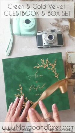 HOCHZEITS-GÄSTEBÜCHER Samtkissen Instax Gästebuch Boho Grün Pink Instax Samt Hochzeits-Gästebuch Gold, Samt Foto-Box Sofort Hochzeits-Gästebuch, Polaroid Samt Gästebuch Pink Foto-Box Goldene Hochzeit17
