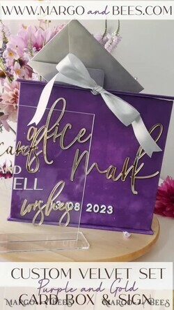 KARTONBOXEN  
 Samtkartenboxen Geschenkkartenbox & Karten mit guten Wünschen Set, Samt Lila Hochzeitswunschbrunnen Geldgeschenkkartenbox, personalisierte Hochzeitskartenbox, luxuriöse Kartenbox, Hochzeitskartenbox mit Deckel, Hochzeitsgeldbox, Hochzeitskartenbox4