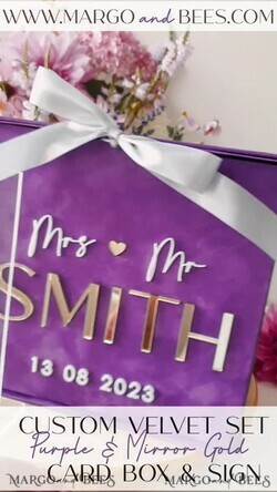 KARTONBOXEN  
 Samtkartenboxen Geschenkkartenbox & Karten mit besten Wünschen Set, Samt lila Hochzeitswunschbrunnen Geschenkkartenbox, personalisierte Hochzeitskartenbox, Luxus Kartenbox, Hochzeitskartenbox mit Deckel, Hochzeitsgeldbox, Hochzeitskartenbox.12