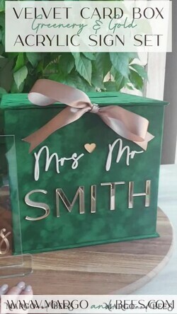KARTONBOXEN  
 Samtkartenboxen Geschenkkartenbox & Schilderset, Samtgrüne Hochzeitswunschbrunnen-Geschenkkartenbox, personalisierte Hochzeitskartenbox, luxuriöse Kartenbox mit Grünpflanzen, Hochzeitskartenbox mit Deckel, smaragdgrüne Hochzeitsgeldbox, Gartenhochzeitskartenbox.11