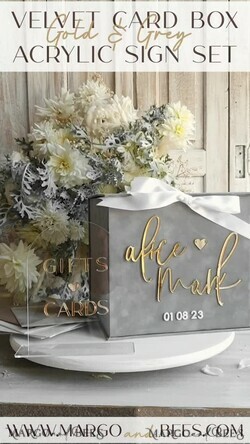KARTONBOXEN  
 Samtkartenboxen Kartenbox, Hochzeitskartenbox mit Deckel, Frühlingshochzeit Geldbox, Hochzeitskartenbox mit Schlitz und Karten sowie Geschenkbogen Acryl-Schild-Set.21