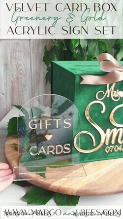 KARTONBOXEN  
 Samtkartenboxen Hochzeitskartenbox für Gartenhochzeiten, Geschenkkartenbox & Schild-Set, Samtgrüne Hochzeitswunschbox für Geldgeschenke, personalisierte Hochzeitskartenbox, luxuriöse Kartenbox mit Grünpflanzen, Hochzeitskartenbox mit Deckel, smaragdgrüne Hochzeitsgeldbox, Hochzeitskartenbox für Gartenhochzeiten.20