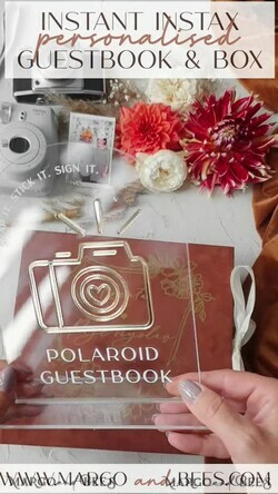 HOCHZEITS-GÄSTEBÜCHER Samtkissen Instax Gästebuch Terrakotta Gold personalisiertes Gästebuch für Hochzeiten und Acryl-Instax-Schild, Samt-Erinnerungsfotobuch und klares Schildset für die Herbsthochzeit, Polaroid-Samt-Gästebuch und Plexi-Instax-Schild-Set.29