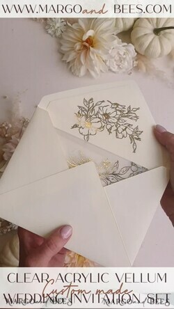 HOCHZEITS EINLADUNGEN Gold / Roségold / Silber / Glitzer Acryl-Hochzeitseinladungsset, Boho Glam Hochzeitseinladungen, Goldener Glanz Hochzeitseinladungen, Elegante goldene Hochzeitseinladungen26