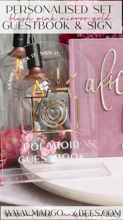 HOCHZEITS-GÄSTEBÜCHER Instax Sofortbildbuch Mauve Gold Acryl Hochzeitsgäste Buch Personalisierte und Signatur Set, Velours Staubige Rose Sofortbildbuch Boho Elegante Instax Hochzeitsfoto Gästebuch27