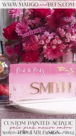 TISCHDEKORATIONSCHILDER   Acryl Tischdekoration Zahlen Acryl Ombre Blassrosa Mauve Tischschild, Goldspiegel Acrylschild, Golden Plexi Tischschild, Luxus Hochzeits Tischdekoration, Hochzeit Beschilderung, editierbarer Text9