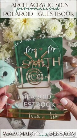 HOCHZEITS-GÄSTEBÜCHER Instax Sofortbildbuch Smaragdgrünes Gold-Acryl-Hochzeitsgästebuch mit personalisiertem Unterschriften-Set, Samtgrünpflanzen Sofortbildbuch Boho Elegantes Instax-Hochzeitsfoto-Gästebuch16