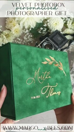 FOTOALBUM/ FOTOBOX Velvet Foto Box Fotografen Box Smaragdgrüne Samt-Fotobox Fotografenbox Hochzeitsgedächtnisbox, Grüner benutzerdefinierter Erinnerungsbox, Gartenfotografen-Geschenke für Kunden, Hochzeitsbilderverpackung, Benutzerdefinierte Fotografiebox.16