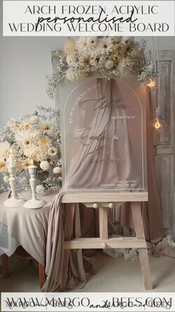 TISCHPLÄNE UND WILLKOMMENSCHILDER FÜR HOCHZEITEN Plexi Gold / Samt Bogen gefroren und goldene Acryl-Hochzeit Willkommen-Schild, Plexiglas goldene Hochzeitsdekoration, personalisiertes Hochzeitsschild, modernes Boho Empfangshochzeitsbrett26