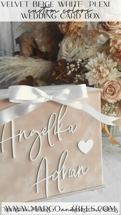 KARTONBOXEN  
 Samtkartenboxen Beige Samt-Kartenbox, Hochzeitskartenbox mit Deckel, Nude Hochzeitsgeldbox, Hochzeitskartenbox mit Schlitz19