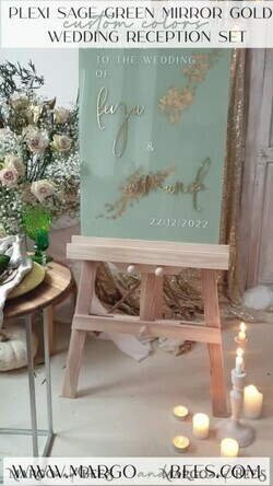 TISCHPLÄNE UND WILLKOMMENSCHILDER FÜR HOCHZEITEN Plexi Gold / Samt Acryl Salbeigrün & Gold Hochzeits-Willkommensschild, bemaltes Acryl- & Gold-Hochzeits-Willkommensschild, Grünpflanzen Gold Plexi Hochzeits-Willkommensschild, Luxushochzeits-Willkommensschild, Toskana Hochzeitsbeschilderung Golden Spiegel Hochzeits-Willkommensschild.17