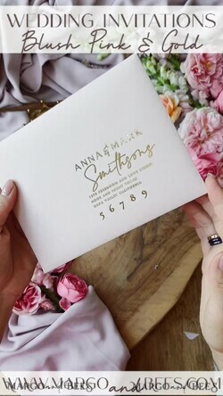HOCHZEITS EINLADUNGEN Gold / Roségold / Silber / Glitzer Arch Hochzeits Einladungset, Blush Pink Goldene Hochzeitskarten mit Rsvp Samt Tasche, Blush Pink Moderne Hochzeitskarten19