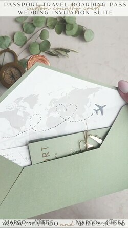 HOCHZEITS EINLADUNGEN Pass zur Liebe / Strandhochzeits-Einladungen Salbeigrüne Pass-Hochzeitskarte, Hochzeitskarten Boardingticket, Toskana Pass-Hochzeitskarten im Ausland, Hochzeits-Einladungen für Destinationen, Reisekarten-Hochzeitsstationery.8