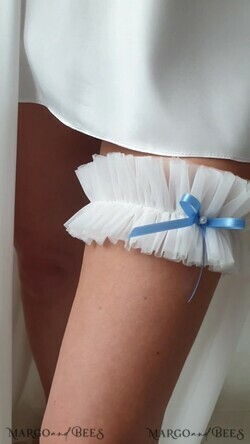 BRAUT Bolero, Kleider, Strumpfband STRUMPFBAND FÜR DIE BRAUT Hochzeitsstrumpfband-Set in Box, etwas Blaues Strumpfband-Set, Strumpfband mit etwas Blauem, etwas Blaues für die Braut, elfenbeinfarbenes Strumpfband-Set, Geschenk für die Braut, Tüll mit Perlen Strumpfband-Set.6