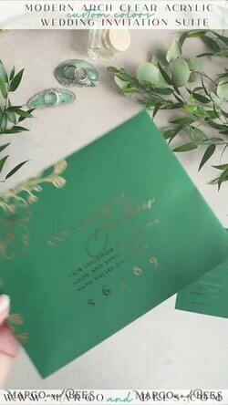 HOCHZEITS EINLADUNGEN Gold / Roségold / Silber / Glitzer Arch Gold Greenery Hochzeits-Einladungssuite, Grüne Hochzeitskarten, Glamour Hochzeitskarten, Grünpflanzen Hochzeitsset21