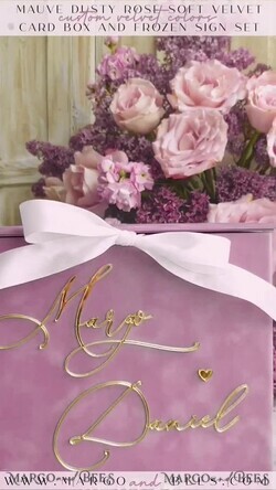 KARTONBOXEN  
 Samtkartenboxen Mauve Samt Geschenkkartenbox & Karten Geschenke Schild Set, Samt Klassische Hochzeitswunschbrunnen Geldgeschenkkartenbox, Personalisierte Goldbox, MvS22