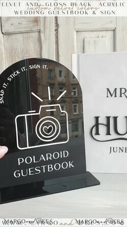 HOCHZEITS-GÄSTEBÜCHER Instax Sofortbildbuch Schwarz & Weiß Samt Acryl Hochzeitsgäste Buch personalisiert & Signaturset, Samt elegantes Sofortfoto Buch Boho Elegantes Instax Gästebuch12