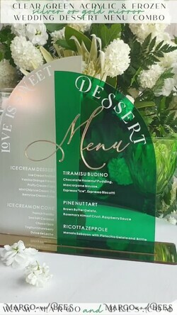 TISCHDEKORATIONSCHILDER   Acryl Tischdekoration Zahlen Acrylbogen Smaragdgrün Dessertmenü, grünes Acrylgold Süßigkeitenbarschild, grünes Gold Plexi Tischbogenmenü, luxuriöse grüne Hochzeits Tischdekoration.10