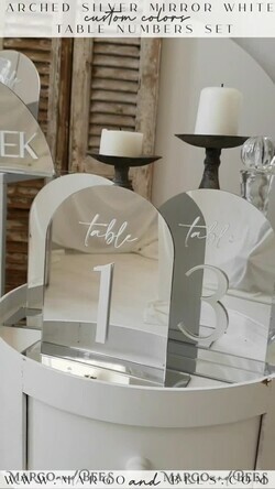 TISCHDEKORATIONSCHILDER   Acryl Tischdekoration Zahlen Arch-Acryl-Tischnummern Silber Acrylschild, Silber Plexi Tischnummern, Luxus Hochzeits Tischdekoration Centerpieces Dekorationen, SvS8