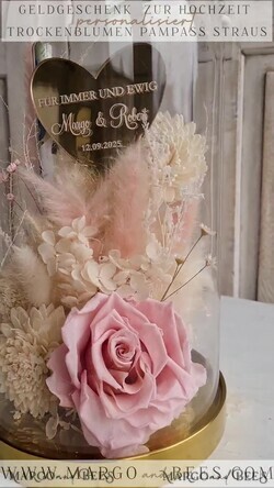 FRISCH VERHEIRATETES PAAR GESCHENKE Geldgeschenk zur Hochzeit Geschenkschachtel für Geld Geldgeschenk zur Hochzeit mit Strauß aus Trockenblumen personalisiert25