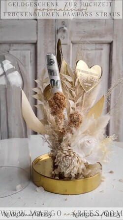 FRISCH VERHEIRATETES PAAR GESCHENKE Geldgeschenk zur Hochzeit Geschenkschachtel für Geld Geldgeschenk zur Hochzeit mit Strauß aus Trockenblumen personalisiert15