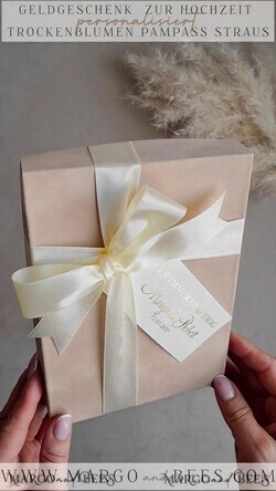 FRISCH VERHEIRATETES PAAR GESCHENKE Geldgeschenk zur Hochzeit Geschenkschachtel für Geld Geldgeschenk zur Hochzeit mit Strauß aus Trockenblumen personalisiert19