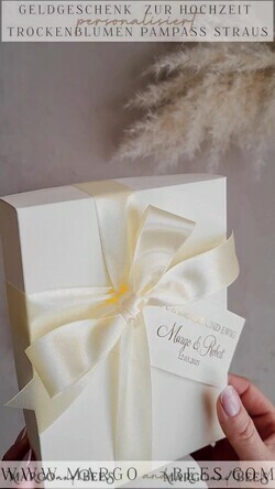 FRISCH VERHEIRATETES PAAR GESCHENKE Geldgeschenk zur Hochzeit Geschenkschachtel für Geld Geldgeschenk zur Hochzeit mit Strauß aus Trockenblumen personalisiert21