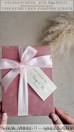 FRISCH VERHEIRATETES PAAR GESCHENKE Geldgeschenk zur Hochzeit Geschenkschachtel für Geld Geldgeschenk zur Hochzeit mit Strauß aus Trockenblumen personalisiert23