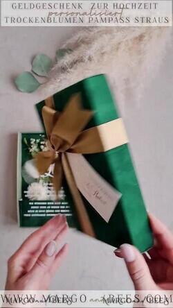 FRISCH VERHEIRATETES PAAR GESCHENKE Geldgeschenk zur Hochzeit Geschenkschachtel für Geld Geldgeschenk zur Hochzeit mit Strauß aus Trockenblumen personalisiert17